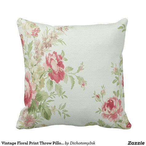 Vintage Floral Print Throw Pillow Pink Flowers Throw Pillow Zazzle Flower Throw Pillows