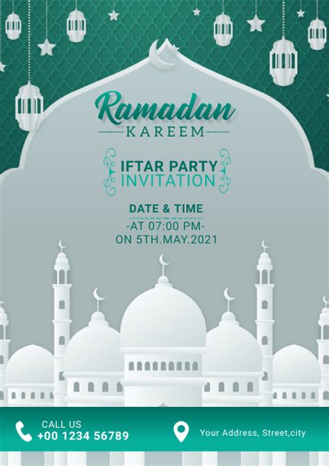 Ramadan Kareem Iftar Party Invitation Flyer Template Postermywall