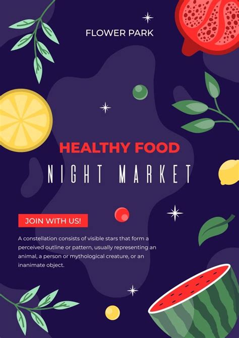 Edit This Hand Drawn Healthy Food Night Market Poster Template For Free