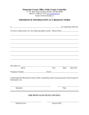 Fillable Online Freedom Of Information Act Request Form Montcalm