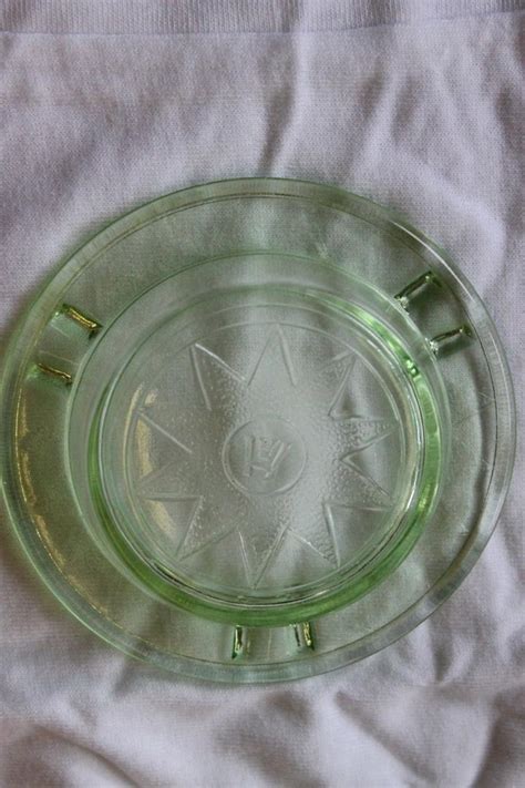 Hazel Atlas Green Depression Glass Ashtray Star Design