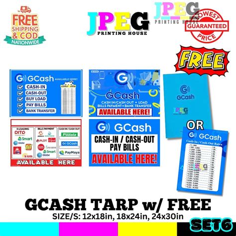 SET6 GCASH Tarp With RATES W Cash In Cash Out PAHABA TARPAULIN RC