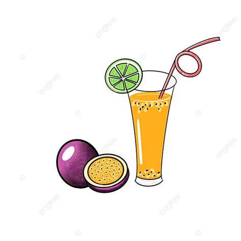 Bebida De Fruta De La Pasión Jugo De Fruta Caricatura Material Pintado