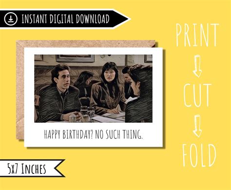 Seinfeld Birthday Card Printable Seinfeld Gift Funny Birthday Card ...