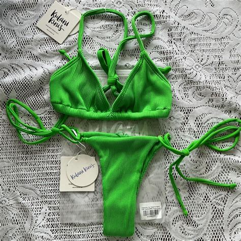 Kulani Kinis Green Bikini Set Beachwear Bnwt Depop
