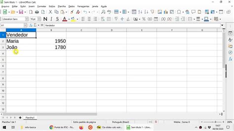 Libreoffice Calc Estrutura Da Planilha Digita O E Formato Dos Dados