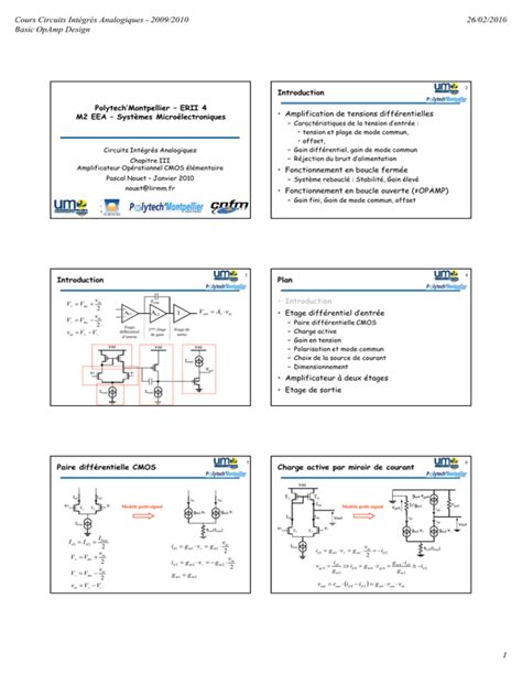 Cours Circuits Intégrés Analogiques 2009 2010 Basic