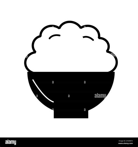 Rice Icon On White Background Rice Bowl Logo Ramen Sign Asian Food Symbol Flat Style Stock