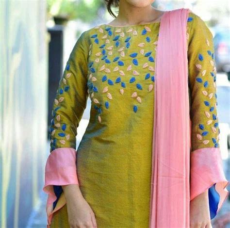 most beautiful hand embroidery design on kurti hand embroidery,hand ...