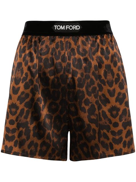 Tom Ford Leopard Print Silk Shorts Brown Farfetch