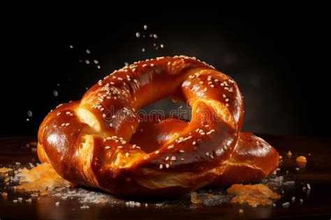 Hearty Soft Baked Pretzel With Salt Generate Ai Stock Photo Image Of