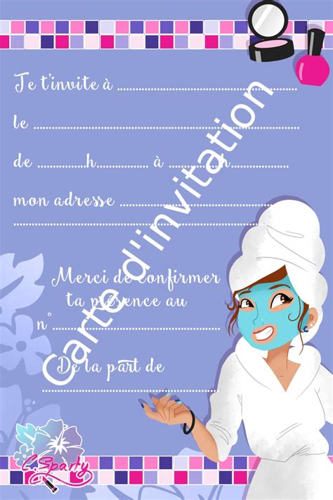 Carte D Invitation Spa Party Personnalisable Pour Ados C SPARTY