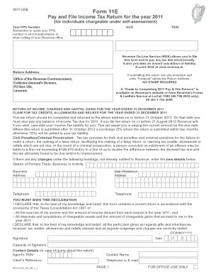 Fillable Online Revenue Form 11E 2011 Pay And File Income Tax Return