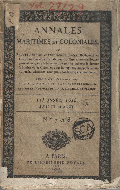 Annales Maritimes Et Coloniales Recueil De Lois Et Ordonnances Royales