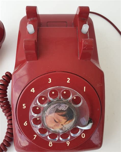 Red Rotary Phone S Mid Century Old Dial Telephone Etsy