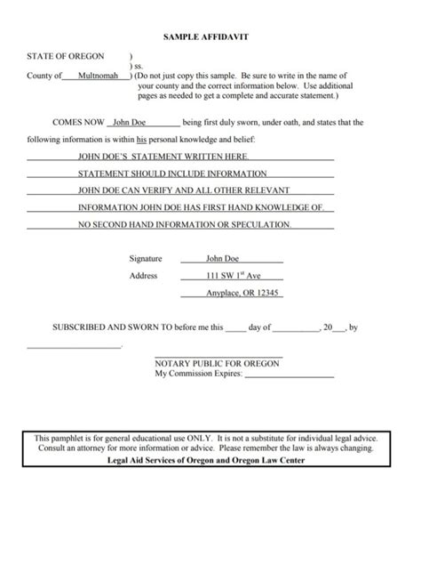 Affidavit Template Word Free