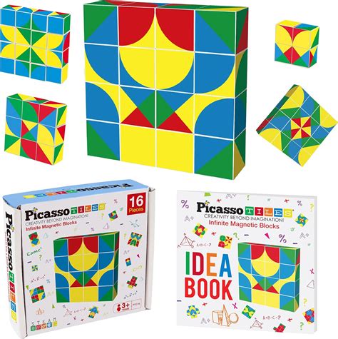 PicassoTiles Juego de rompecabezas magnético infinito de 16 piezas con