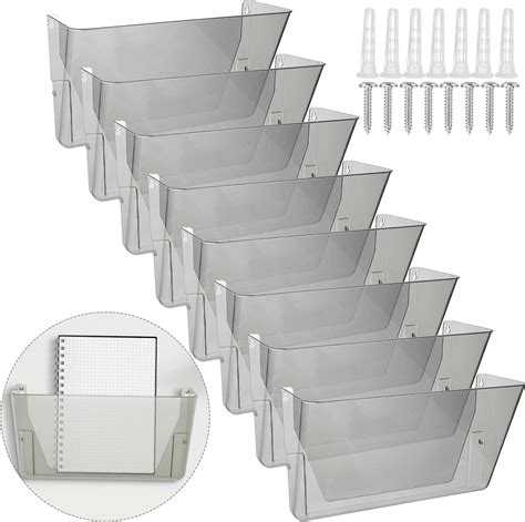 Colarr 8 Pcs Plastic Single Pocket Wall Mount File Holder