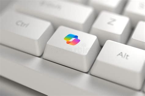 Colored Copilot Ai Key On A White Computer Keyboard Close Up