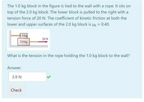 Solved The 1 0 Kg Block In The Figure Is Tied To The Wall Chegg