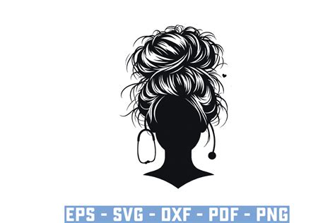 Messy Bun Nurse Face Silhouette Files Graphic By Ayan Graphicriver