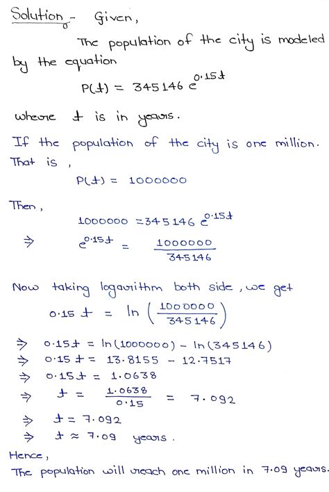 Solved The Population Of A City Is Modeled By The Equation P T