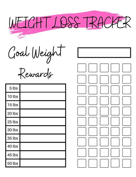 Weight Loss Weight Loss Chart Motivational Chart Rewards Chart