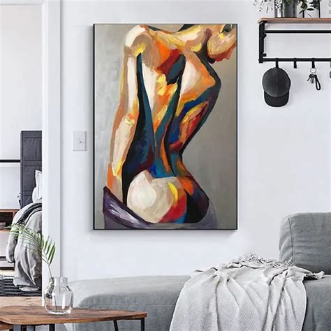 Dropship Handpainted Large Sexy Naked Back Wall Art Sexy Girl Woman Modern Abstract Nude Oil
