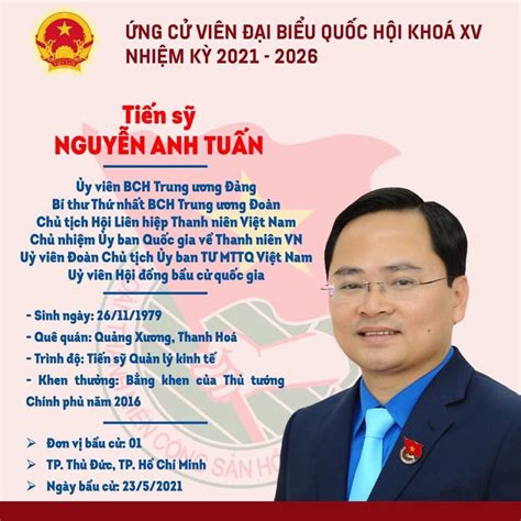 Bí Thư Thứ Nhất Trung ương Đoàn ứng Cử Đại Biểu Quốc Hội Khoá Xv Tại