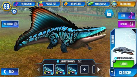 NEW UNLOCK LABYRINTHODONTIA 999 X3 MAX LV 40 JURASSIC WORLD THE GAME