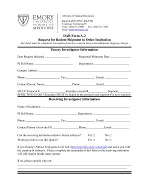 Fillable Online Iacuc Credentials Form Dar Emory University Fax