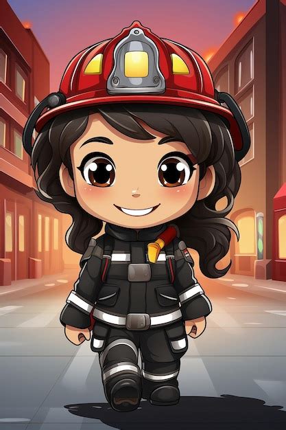 Premium Photo Chibi Woman Cartoon Firefighter