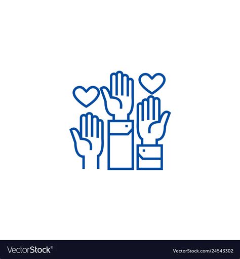 Volunteer hands line icon concept volunteer hands Vector Image