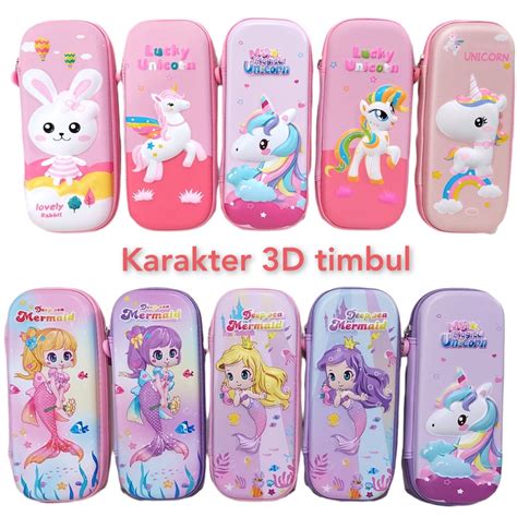 Jual Kotak Pensil Unicorn Import 3D Timbul Karakter Tempat Pensil