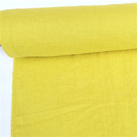 Bright Yellow Pure Linen Fabrics By The Yard Very Soft Linen Etsy