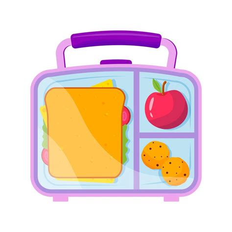 Lunch Box With School Lunch Apple Sandwich And Cookies Healthy Food