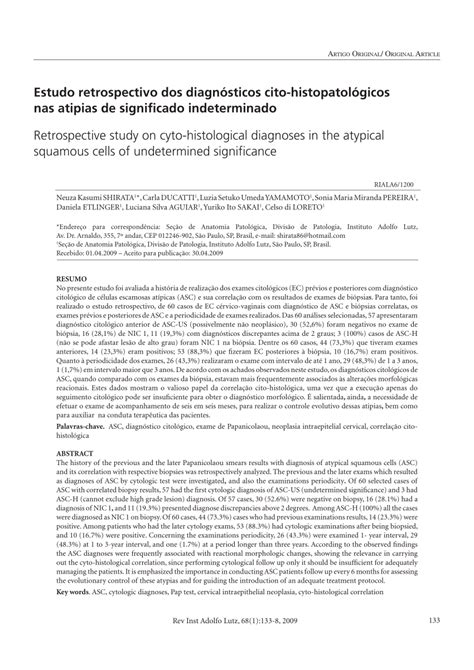 PDF Estudo retrospectivo dos diagnósticos cito histopatológicos nas