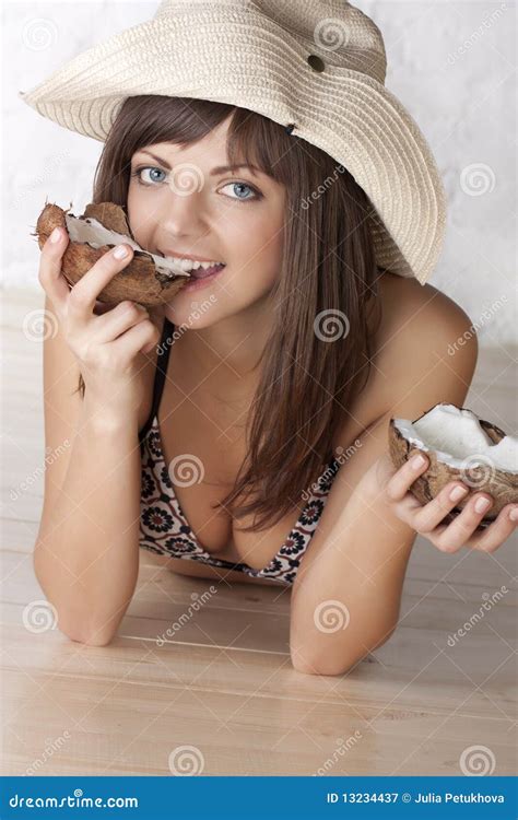 Beautiful Brunette With A Coco Stock Image Image Of Travel Nature