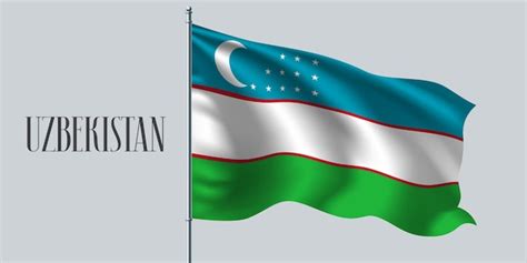 Premium Vector Uzbekistan Waving Flag On Flagpole