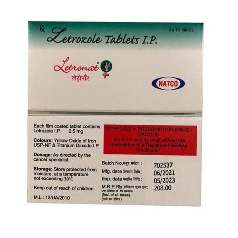 Letronat Letrozole Tablets Packaging Type Box 2 5mg At Rs 200 Box In