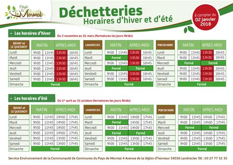 Coordonn Es Et Horaires Des D Chetteries Pays De Mormal