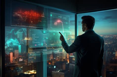 Businessman Working In A Futuristic Office Ai Generated Image