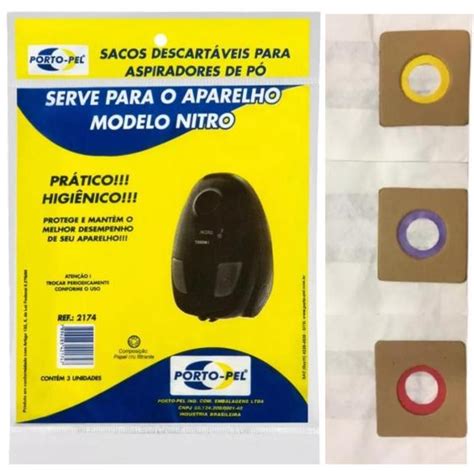 Kit 3 Sacos Para Aspirador de Pó Descartável Arno Nitro 1300w Envio