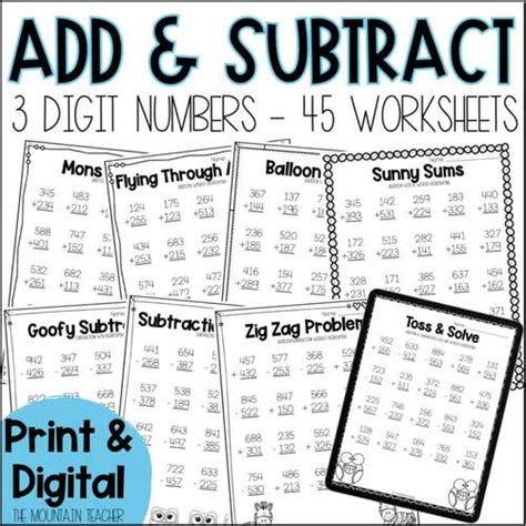 3 Digit Addition And Subtraction Worksheets Worksheets Library