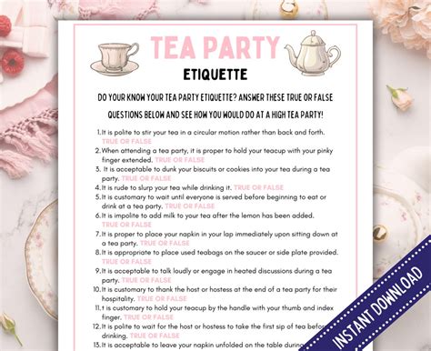 Tea Party Etiquette Game, Ladies Tea Party Games, Tea Party Activities ...