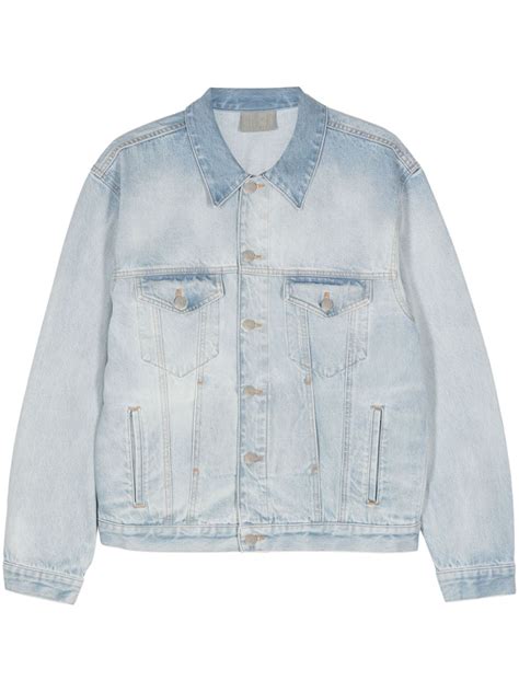 Vtmnts Logo Embroidered Denim Jacket Blue Farfetch Uk