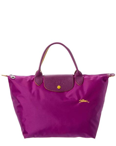 Longchamp Le Pliage Club Medium Nylon Short Handle Tote In Purple Lyst Uk