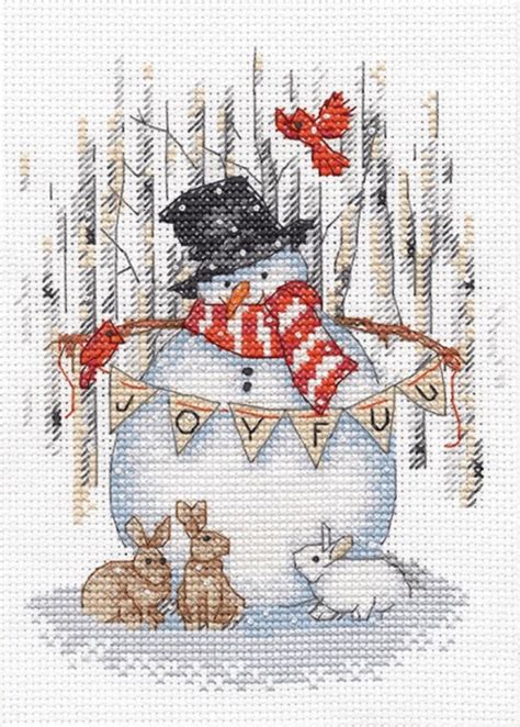 Dimensions Joyful Snowman Counted Cross Stitch Kit Etsy Uk