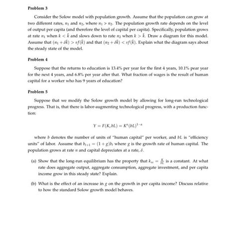 Solved Consider The Solow Model With Population Growth Chegg