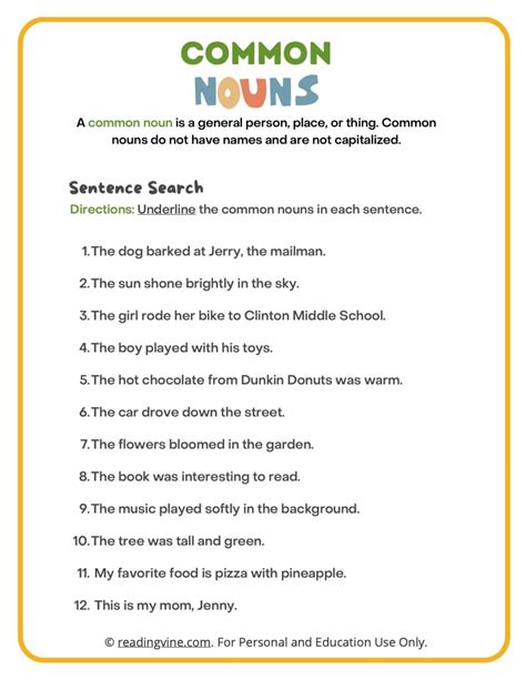 Common And Proper Nouns Worksheets Definitions And Examples Readingvine